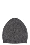 Ribbed knit wool blend hat, Black/ Grey melange