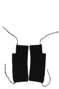 Long ribbed wool gloves, Black