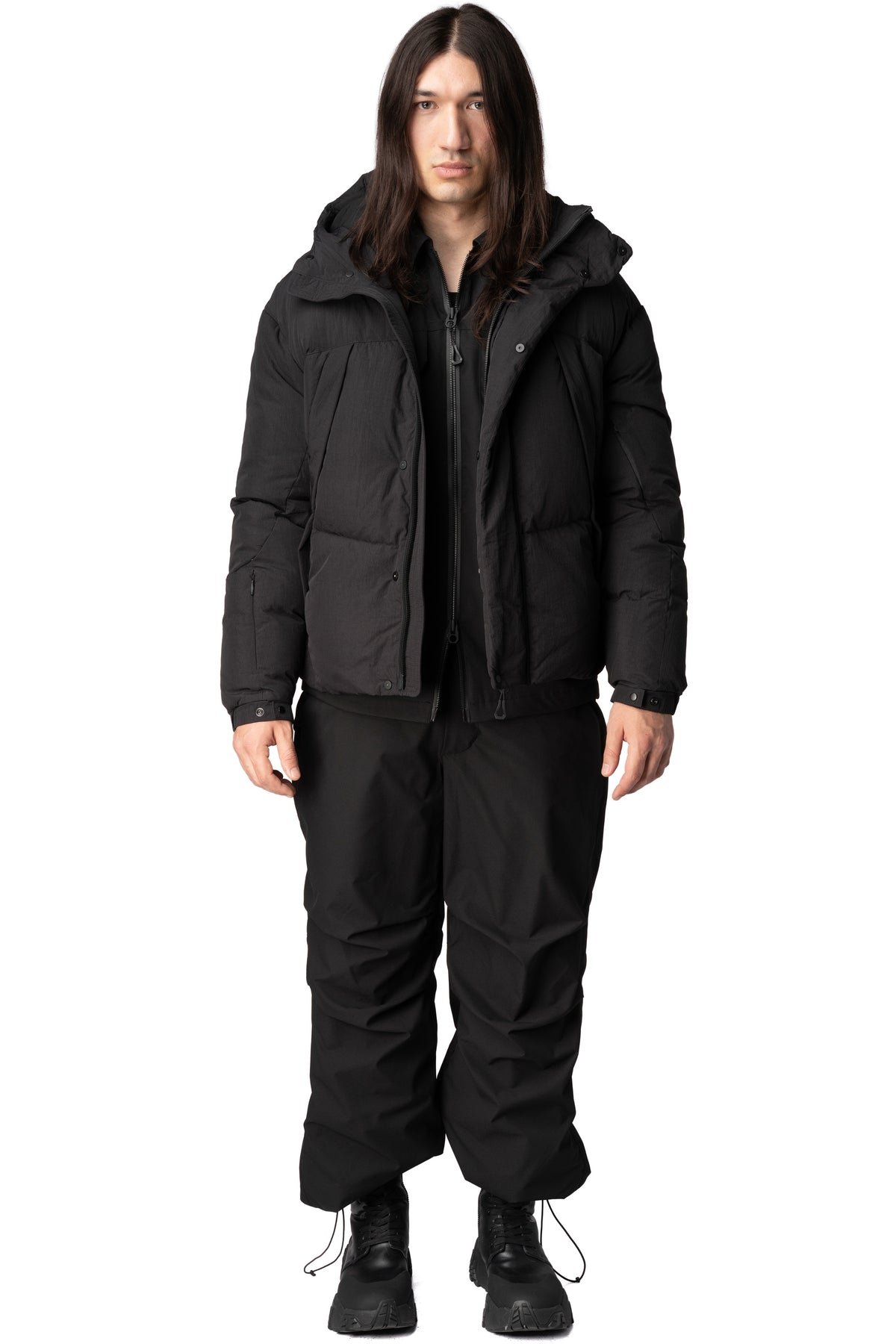 MAG-4 liquid nylon hooded down jacket