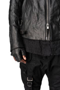 Horse leather jacket with detachable collar and gloves, Black