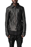 Horse leather jacket with detachable collar and gloves, Black