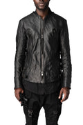 Horse leather jacket with detachable collar and gloves, Black