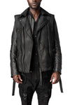 Coated riders down vest, Black