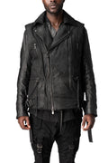 Coated riders down vest, Black