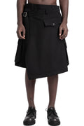Woven wool asymmetrical wrap skirt