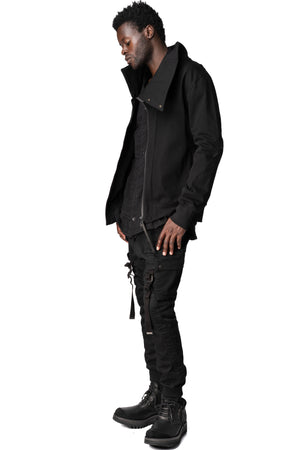 Dry jersey wrap high-neck sweater, Black