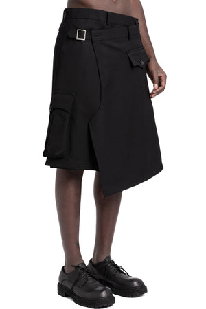 Woven wool asymmetrical wrap skirt
