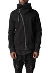 Dry jersey wrap high-neck sweater, Black