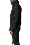 Dry jersey wrap high-neck sweater, Black