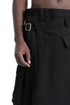Woven wool asymmetrical wrap skirt