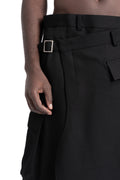 Woven wool asymmetrical wrap skirt