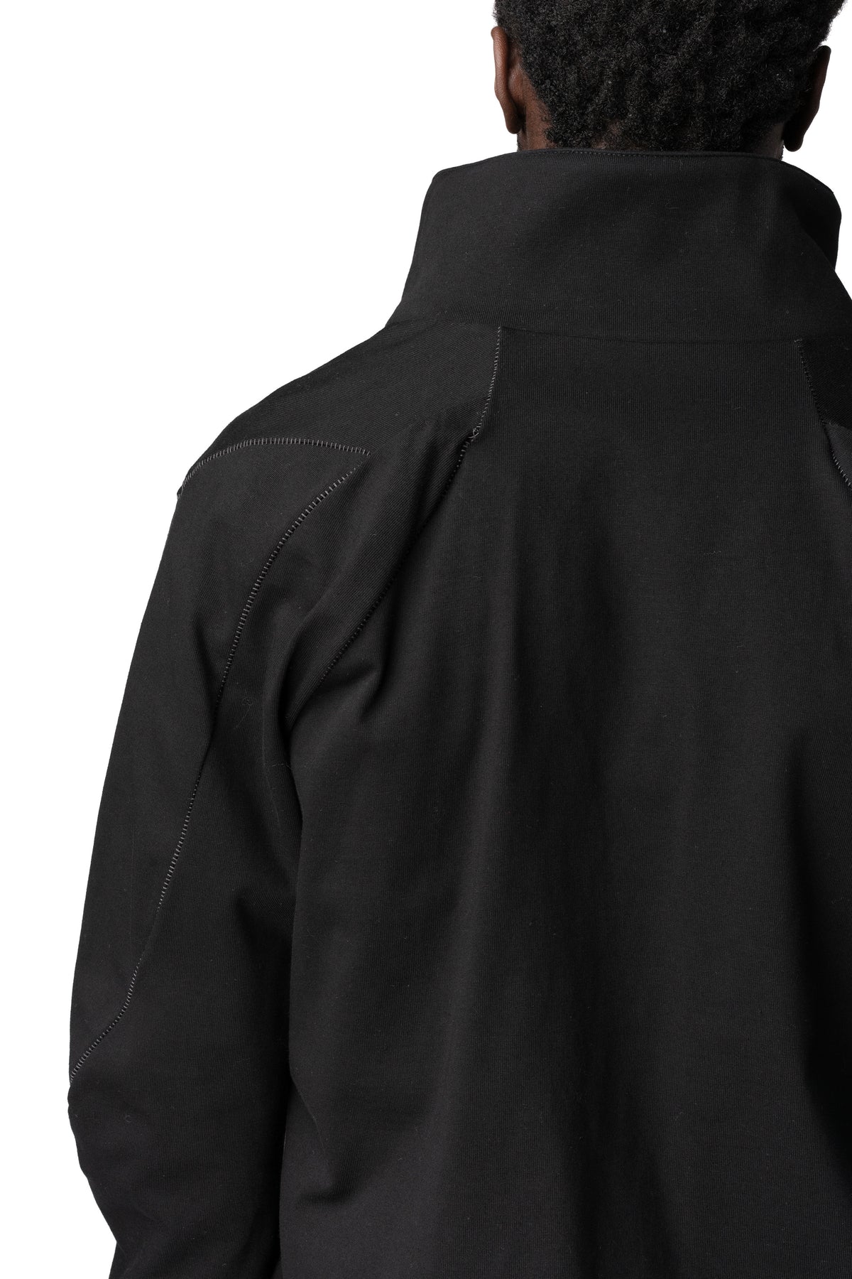 Dry jersey wrap high-neck sweater, Black