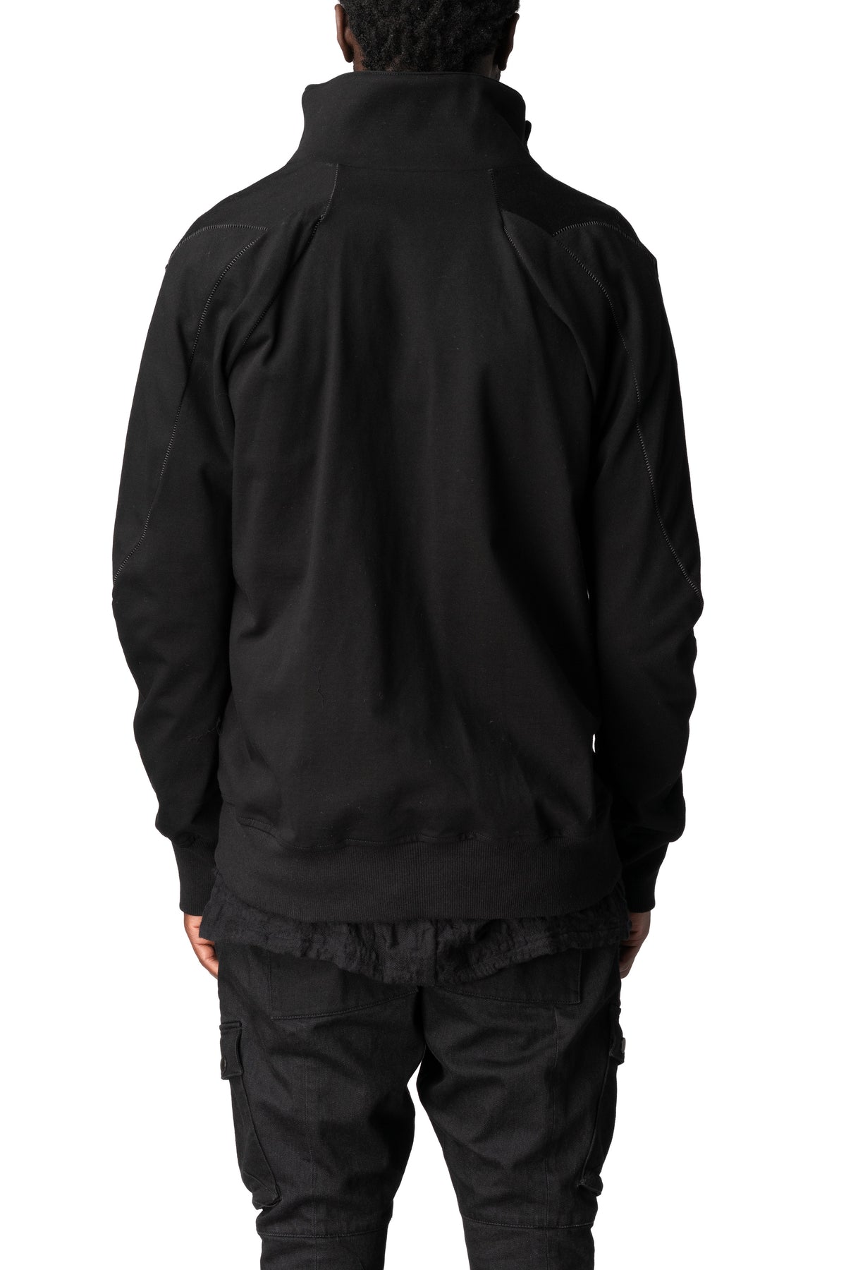 Dry jersey wrap high-neck sweater, Black