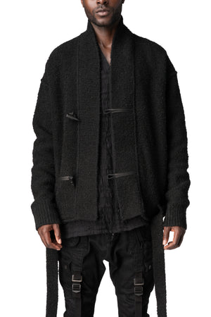 Chenille knit kimono collar jacket, Black