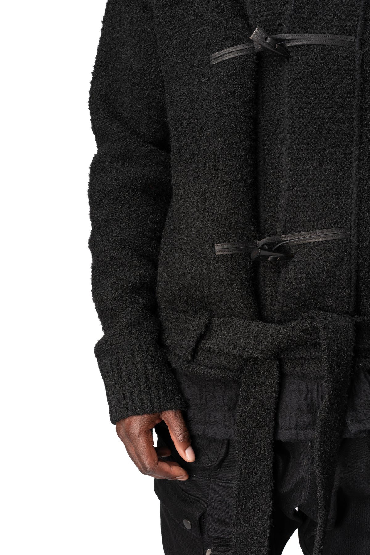 Chenille knit kimono collar jacket, Black