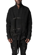 Chenille knit kimono collar jacket, Black