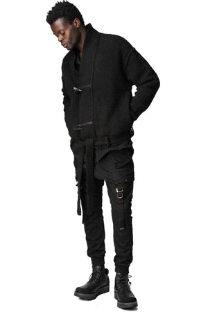 Chenille knit kimono collar jacket, Black
