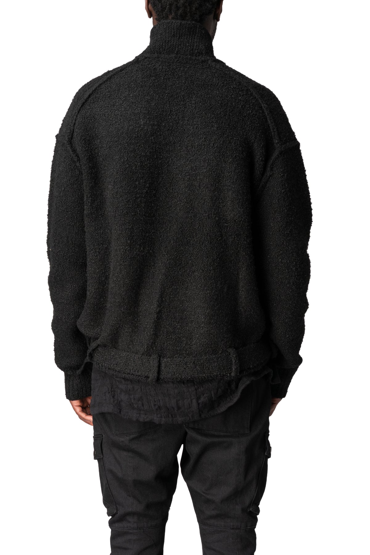 Chenille knit kimono collar jacket, Black