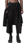 Distressed jacquard apron-front wide-leg cropped trousers, Black
