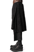 Distressed jacquard apron-front wide-leg cropped trousers, Black