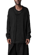 Wool knit double front sweater, Black