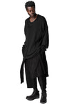 Wool knit double front sweater, Black