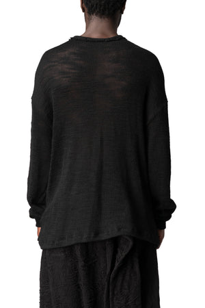 Wool knit double front sweater, Black