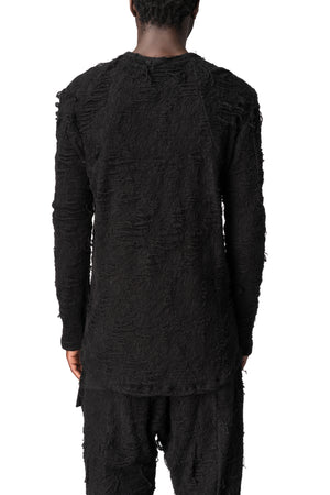 Distressed terry long-sleeve T-shirt, Black