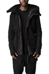 Distressed terry zip hoody, Black