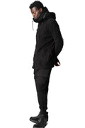 Distressed terry zip hoody, Black