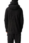 Distressed terry zip hoody, Black
