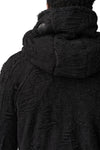 Distressed terry zip hoody, Black