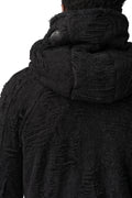 Distressed terry zip hoody, Black