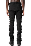 Distressed jacquard twisted curved trousers, Black