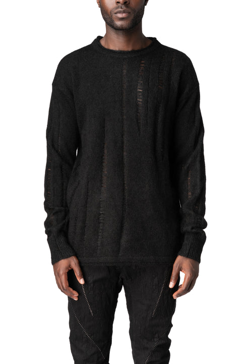 Mohair distressed knit pullover