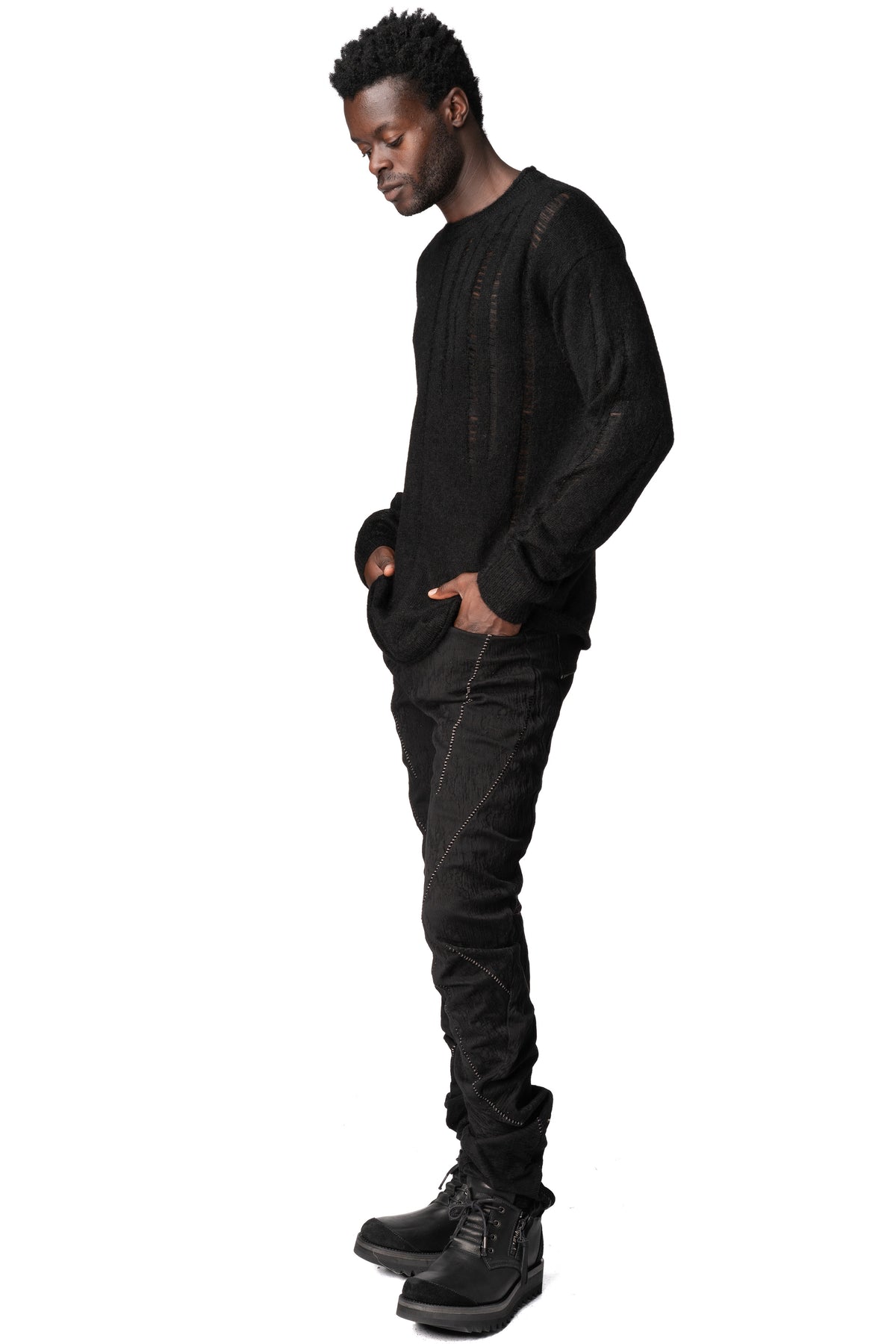 Mohair distressed knit pullover