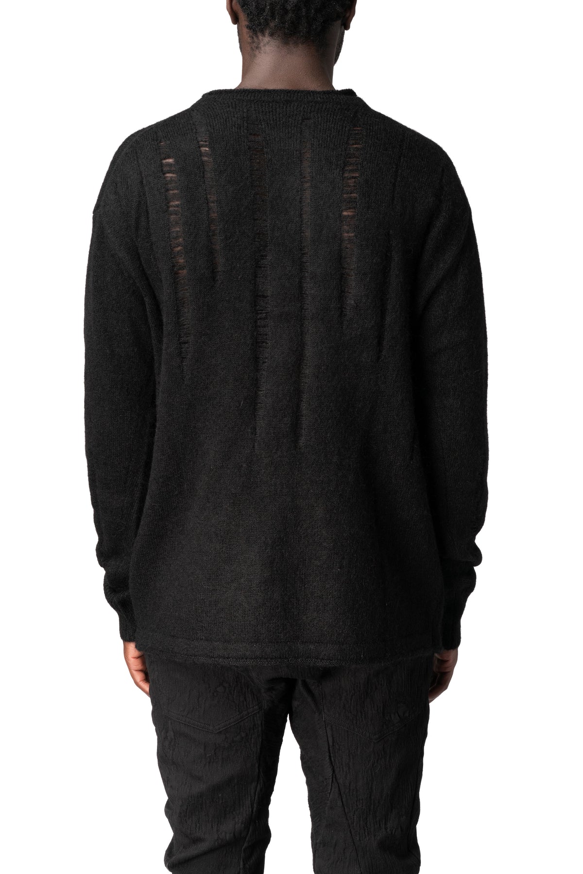 Mohair distressed knit pullover