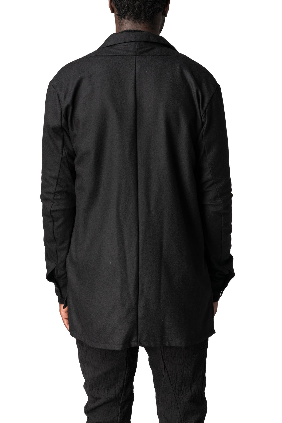 Wool tailored shirt jacket, Black