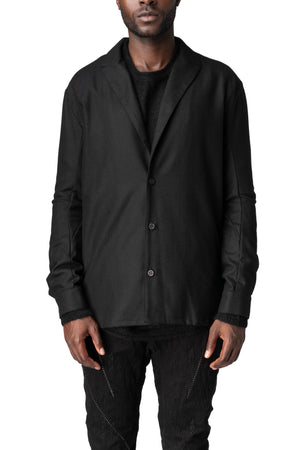 Wool tailored shirt jacket, Black