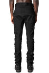 Stretch denim overlock twisted curve trousers, Black