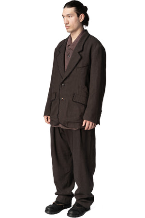 Raw edge collar 2 button blazer
