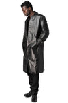 Calfskin leather long coat
