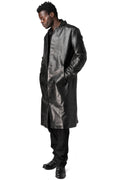Calfskin leather long coat