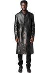 Calfskin leather long coat