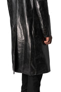 Calfskin leather long coat