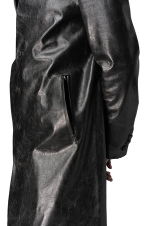 Calfskin leather long coat