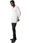 Light wool crew neck sweater, White