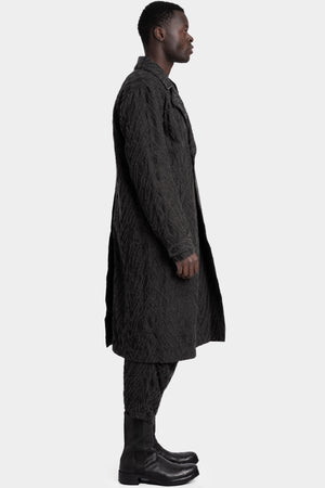 Deformed Herringbone Jacquard Double-Breasted Coat