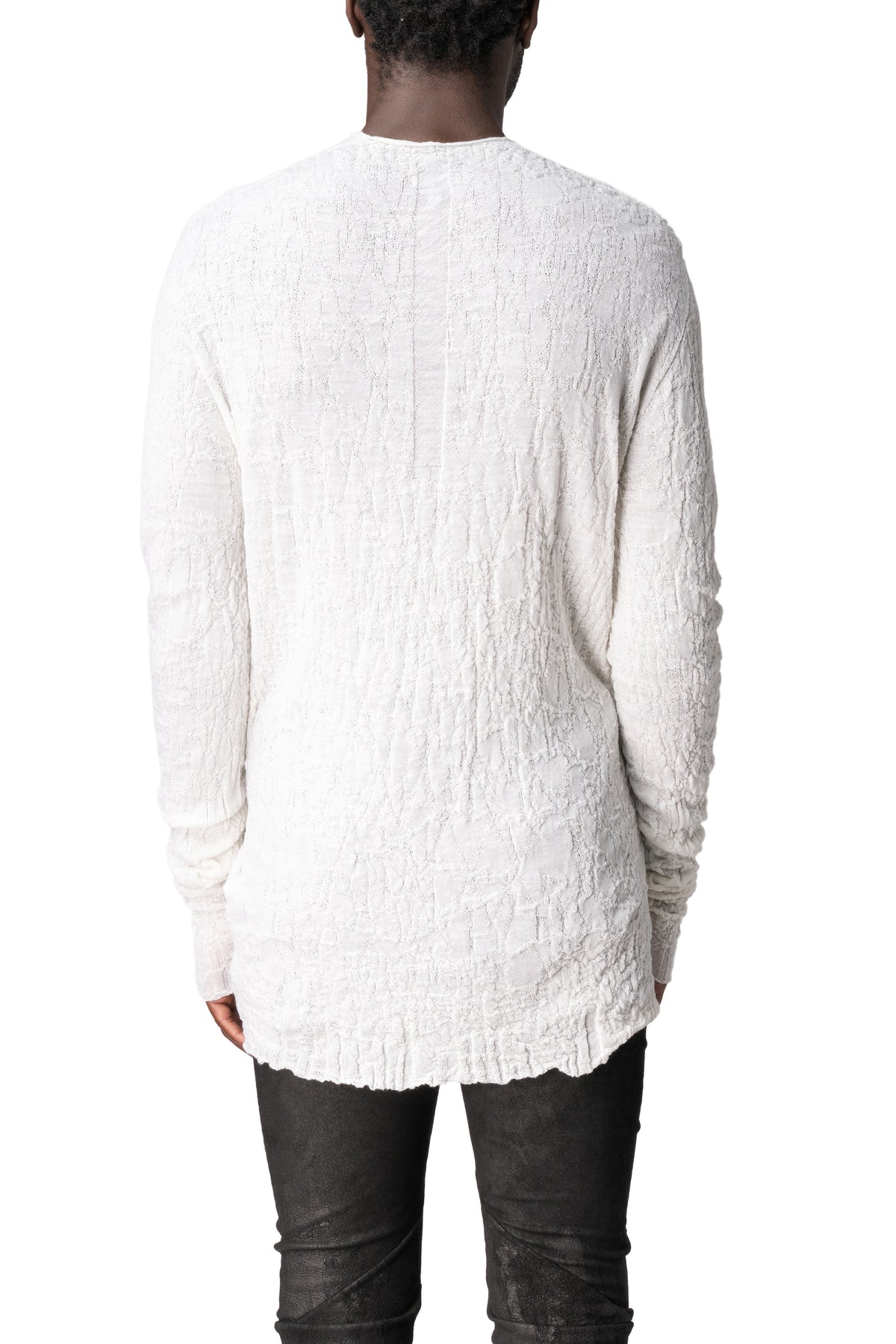 Light wool crew neck sweater, White