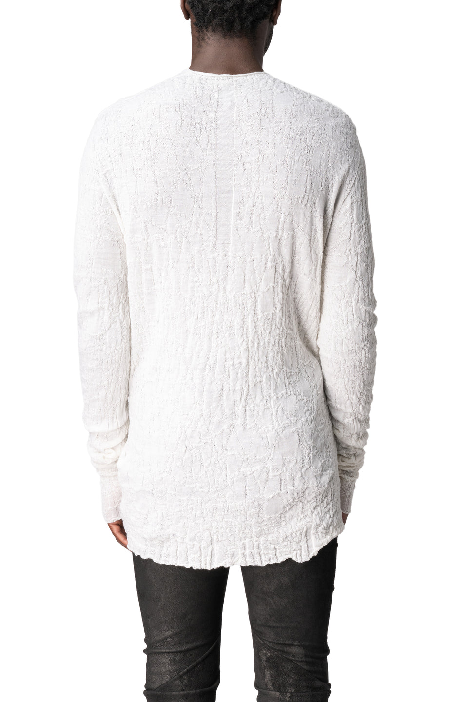 Light wool crew neck sweater, White